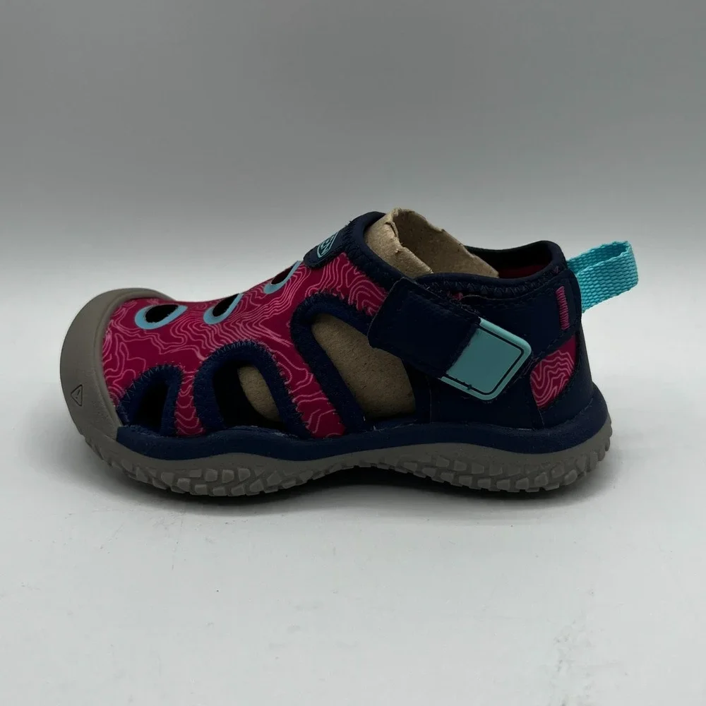 KEEN Kids Stingray Blue Depths Festival Fuchsia Waterproof Sandals Size 8‎